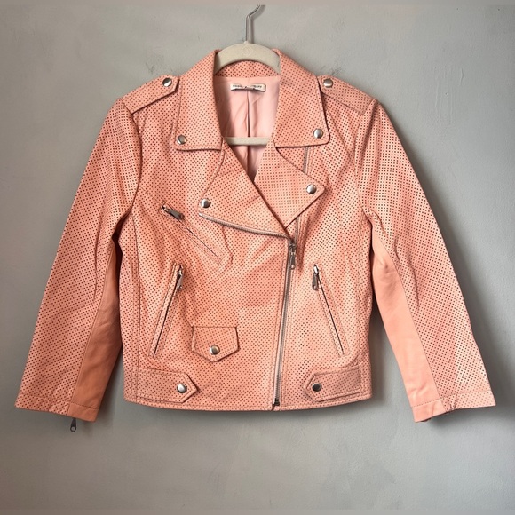 Rebecca Minkoff Cropped Leather Moto Jacket, Size 
Small - Picture 3 of 9